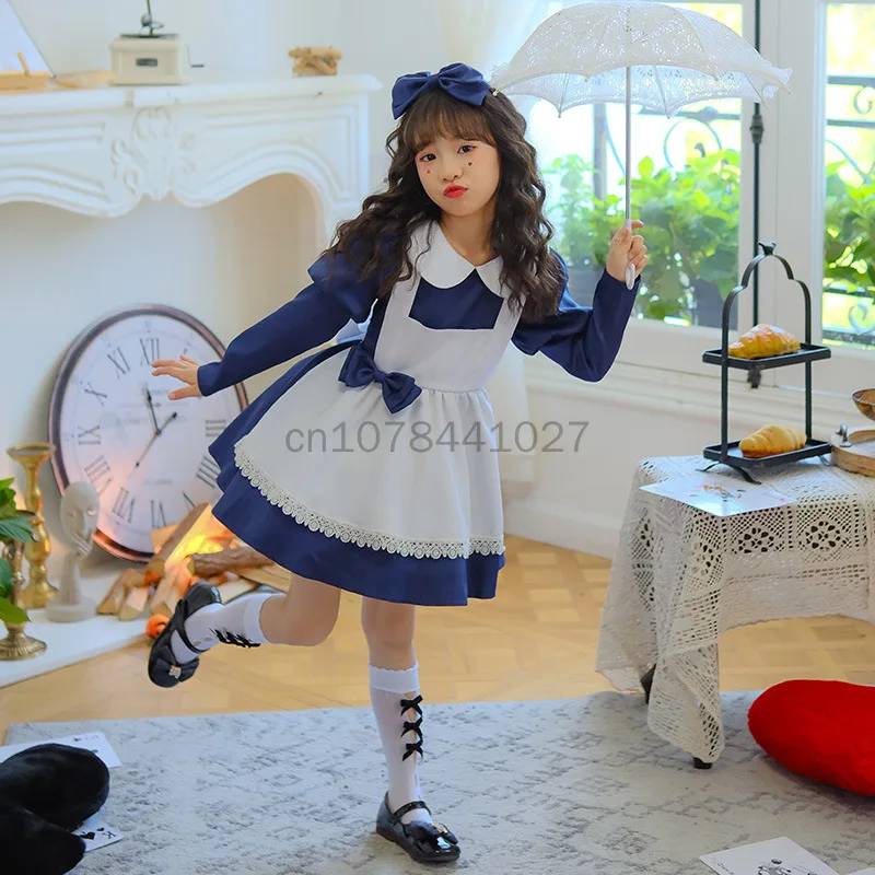 British Style Cute Girl Medieval Manor Peasant Woman Servant Costume Halloween Party Kid Maid Family Day Outfit Fancy Dress