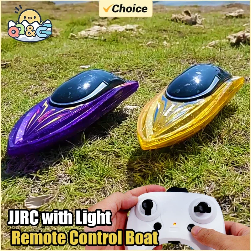 JJRC 2.4G Remote Control Boat with Light Children's High Speed Speedboat Racing Fast Ship Electric Outdoor Toys for Kids Gifts