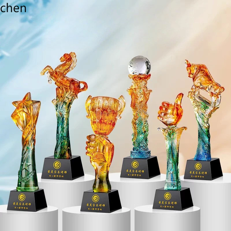 LXC Creative Water Glass Trophy Company Annual Meeting Outstanding Employee Competition Commemorative Award Honor