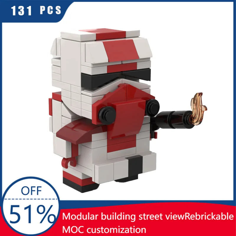 

131, детали Moc Star Battle Cool Incinerator Trooper, строительные блоки, сделай сам, креативная сборка, развивающие игрушки для детей, подарок на день рождения