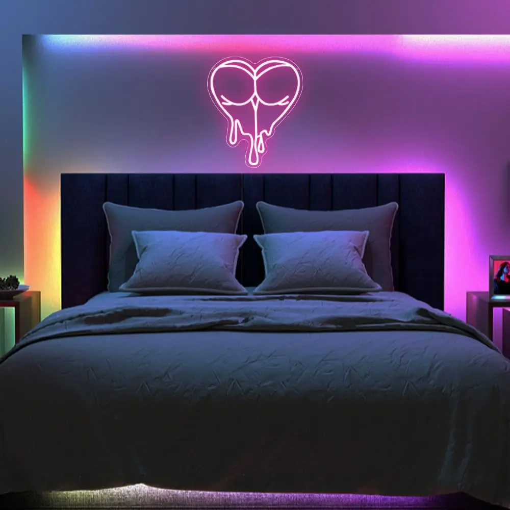 الوردي الخوخ النيون ل Windowe ديكور عكس الضوء LED ضوء النيون لعيد الحب زوجين غرفة اقتراح الزفاف ديكور عاشق هدية