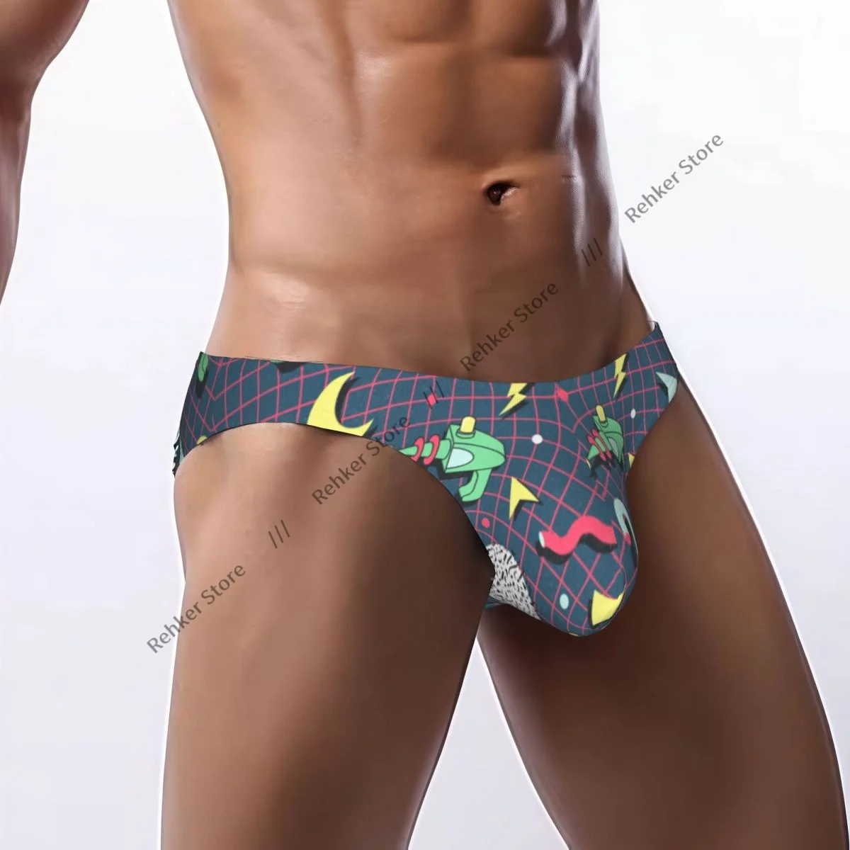 Men's Sexy Briefs Bikini Space Abstract Retro Style Men Underpants Low Cut Man Underwear Panties