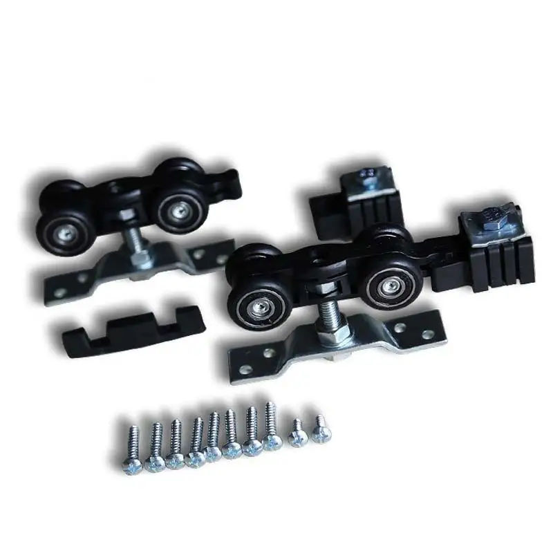【CCA】1 Set Hardware For Home Use Solid Wood Sliding Door Track Pulley Kit With Easy To Install Buffer Hanging Wheels