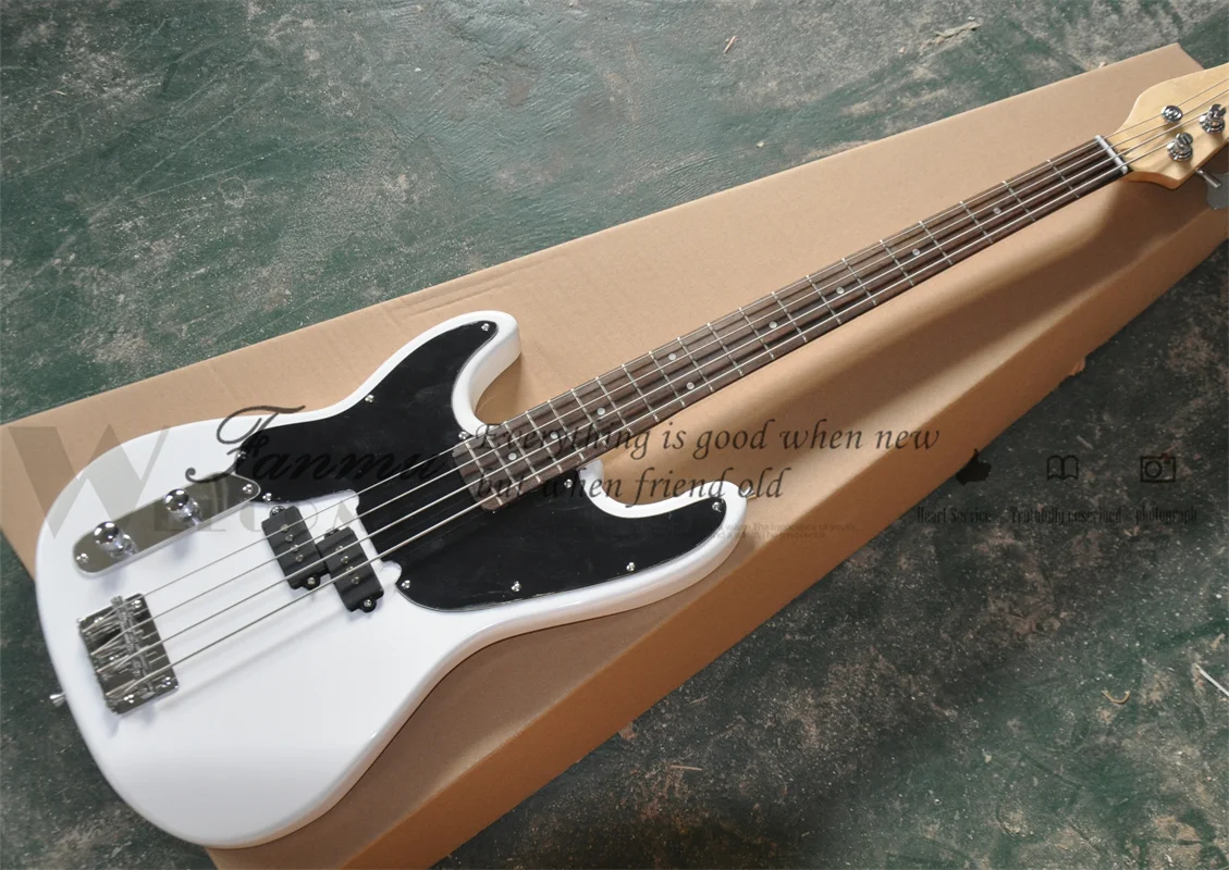 

Left Hand Electric Bass Guitar, Tel White Bass, Rosewood Fingerboard, Maple Neck 4 Strings Bass