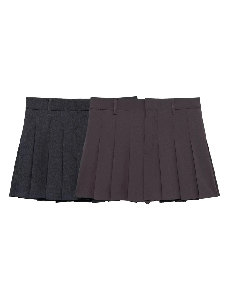 

OUROPEAN ZTATION 2025 Summer Woman Sophisticated Button Bottoms High Waist Casual Woman's Skirt Pants Pleated Skirt Short Pants