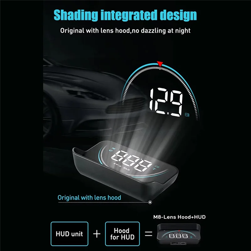 

Ingenious-Smart Digital Car HUD Windshield Projector OBD Speedometer With Water Temp And Voltage Monitoring Functions