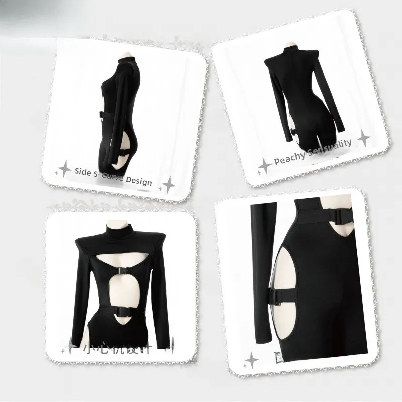 Jednolity Kolor Długi Seksowny Kombinezon z Wycięciami Jesień 2023 Nowy Damski Kombinezon Bapa Bule z Zamkiem Błyskawicznym Długie Spodnie Jednoczęściowy Strój