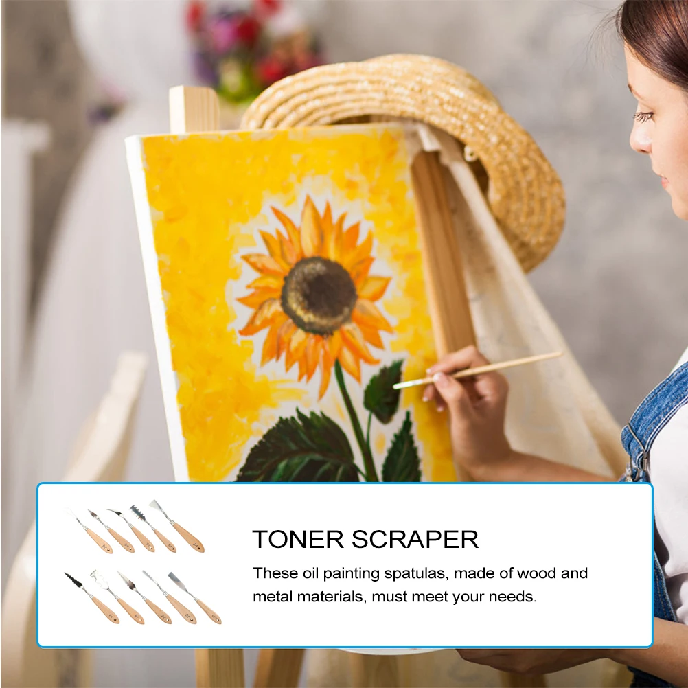 

10 Pcs Painting Scrapers Wooden Color Mixing Spatulas H Metal Spatulas Color Mixing Stirring Shovels Art Supplies Kit