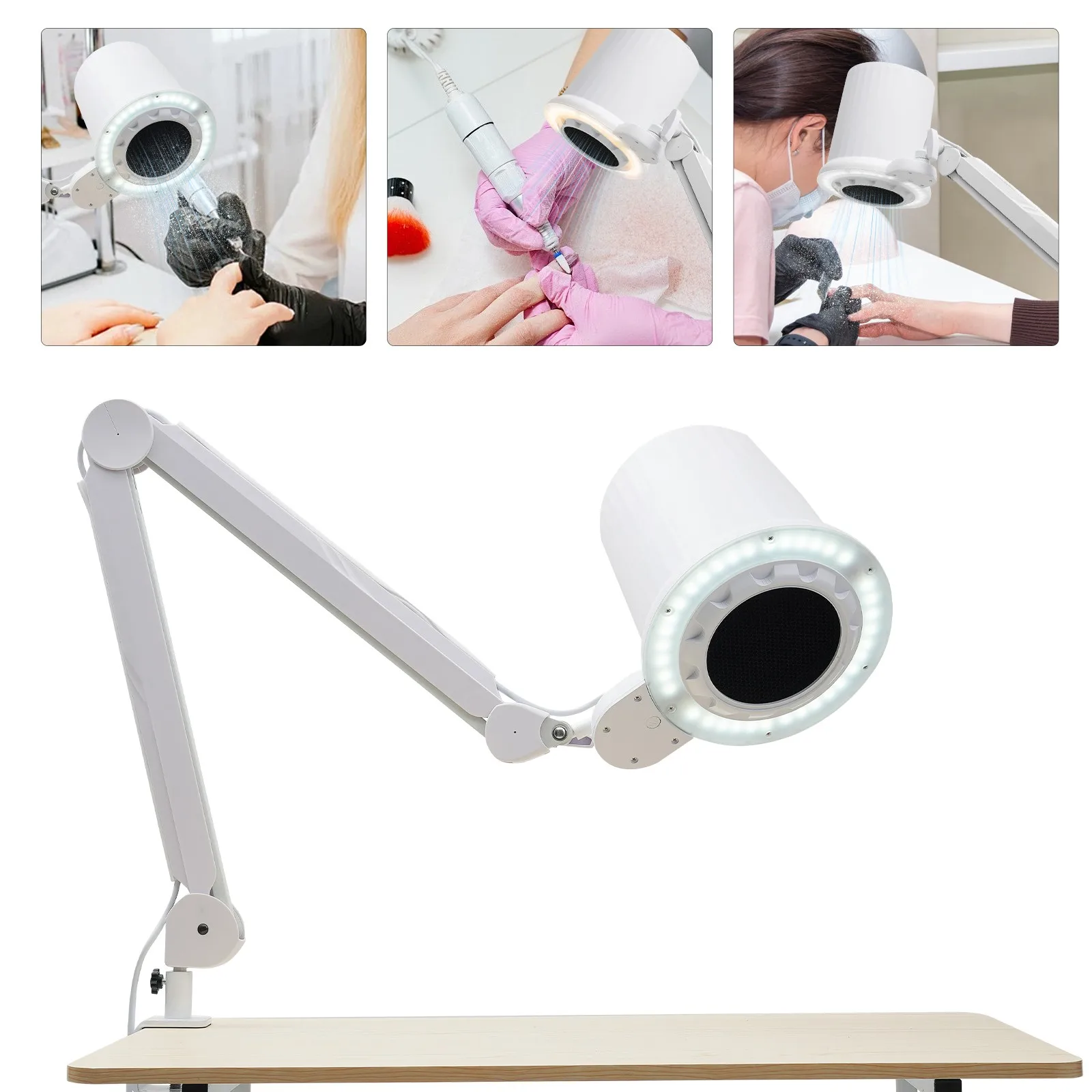 Aspirateur de poussière à ongles professionnel de table blanc avec lumière LED 4000LM, moteur tout cuivre haute puissance 55W, pour la maison, l'art, le salon - Nouveau