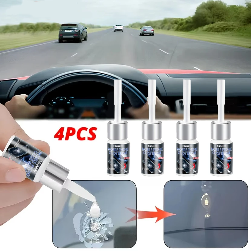 1/4pcs Car Windshield Cracked Repair Tool DIY Window Phone Screen Kit Restoration Curing Glue Auto Glass Scratch Crack Restore