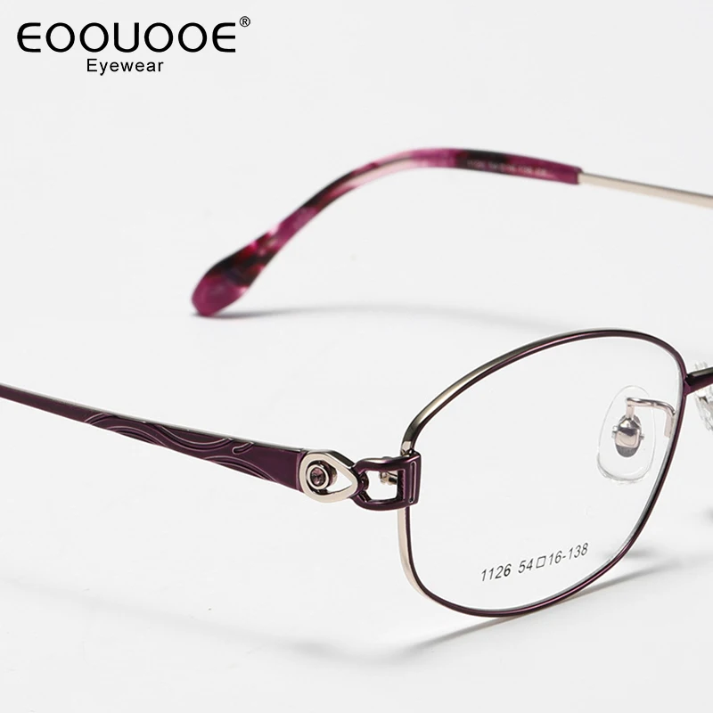 

Glasses For Women Eyewear Purple Metal Optical Frame Myopia Reading Progressive Protection Anti-reflection Lenses Eyeglasses