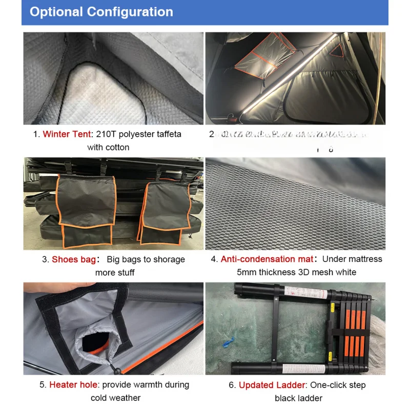 High Quality Car Roof Top Tent Hard Shell Outdoor Camping Accessories Fit Family 4X4 Offroad Vehicles