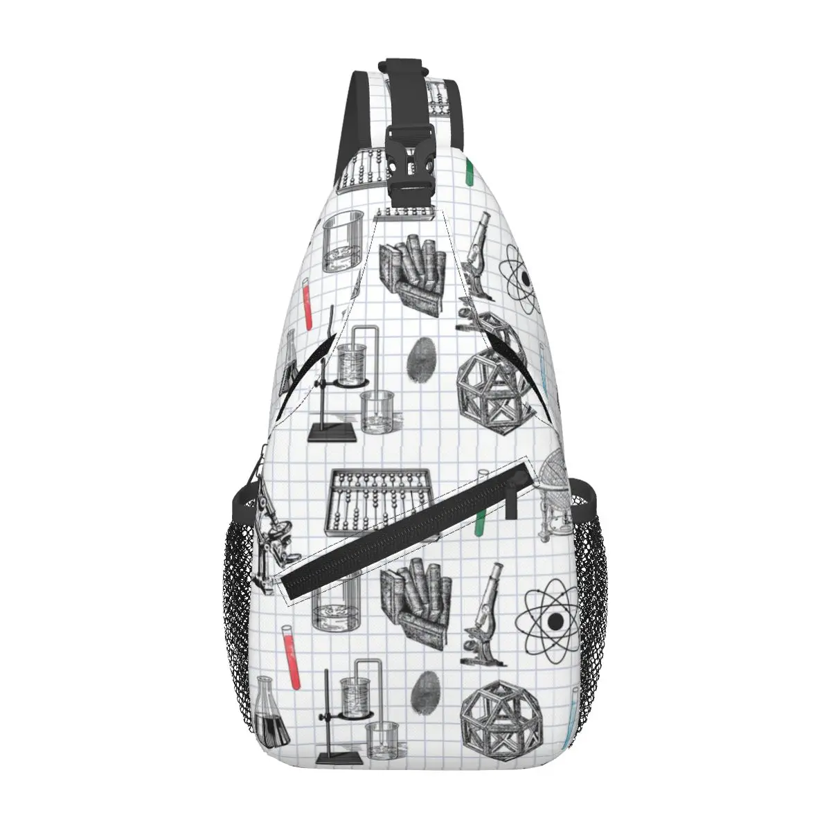 Science Chemistry Scientist Pattern Chest Bag Men Sling Crossbody Backpack Chest Bag Travel Hiking Daypack Shoulder Bag