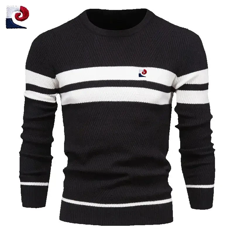 

Spring and Autumn high-quality knitted round neck sweater men's fashionable, casual, comfortable and versatile top