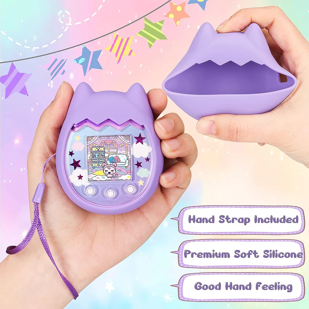 Silicone Cover Compatible with Tamagotchi Pix Virtual Pet Game Machine Case with Finger Lanyard of Virtual Pet Toy