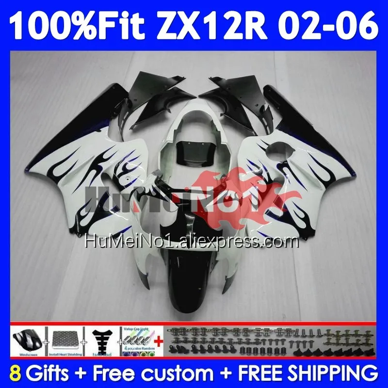 OEM Kit For KAWASAKI NINJA ZX-12R ZX 12R 1200 226No.189 ZX12R Blue Flames 02 03 04 05 06 ZX1200 2002 2003 2004 2005 2006 Fairing