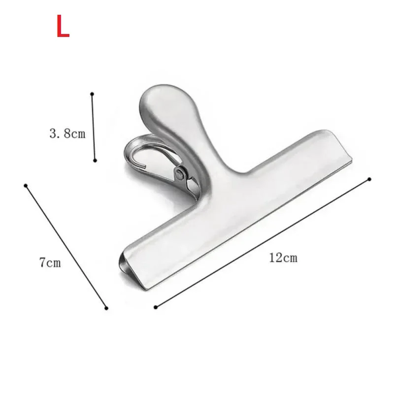 3PCS Bag Clips Stainless Steel Heavy Duty Durable Air Tight Seal Silver Metal Food Clips for Snack Sealing Office Paper
