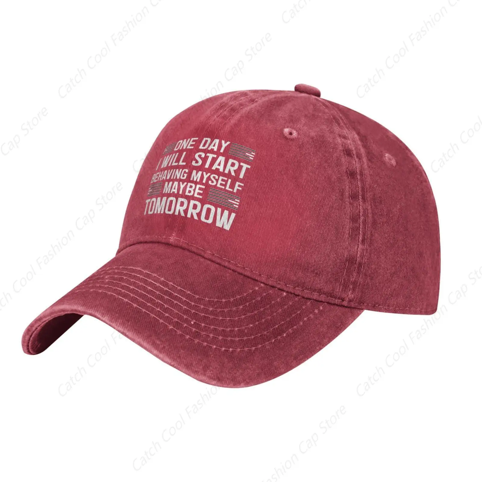 One Day I Will Start Behaving Myself Maybe Tomorrow Baseball Cap for Men Women Vintage Trucker Golf Dad Hat Cotton Sports