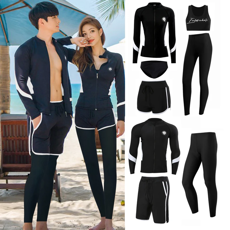 

wisuwore Rash Guard Couples 2023 New Korean Long Sleeve Multi Pieces Swimsuit Swimwear Bathing Suits Surfing Long Pant