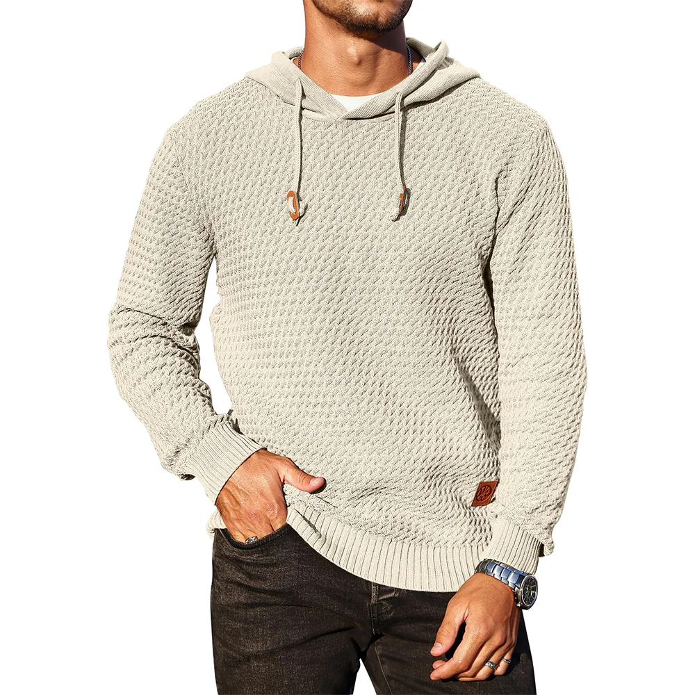 

Slavinson Men's Sweatshirt Spring Casual Loose Knit Pullover Sweater Hoodies Drawstring Hooded Pullover Comfortable Top Us Size