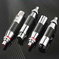 2Pcs RCA To XLR Plug Male & Female Converter Rhodium Plated Carbon Fiber HiFi Audio Adapter