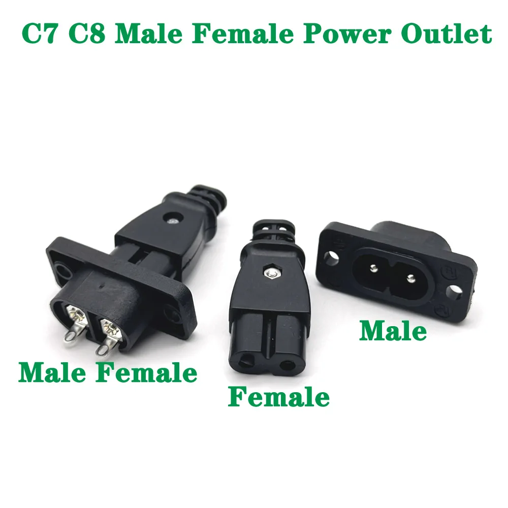 

1/3Pcs C7 C8 Male Female Plug Power Outlet Embedded Electric Connector Connector 35mm*15mm AC 2.5A 5A 250v 3515mm