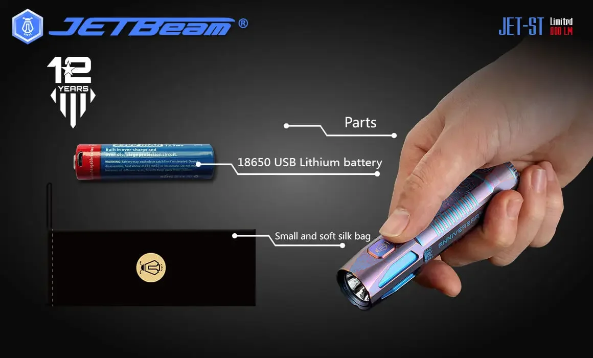 Jetbeam Jet ST Lanterna LED de edição limitada usada para transporte diário Camping Lanternas de aventura ao ar livre taschenlampe