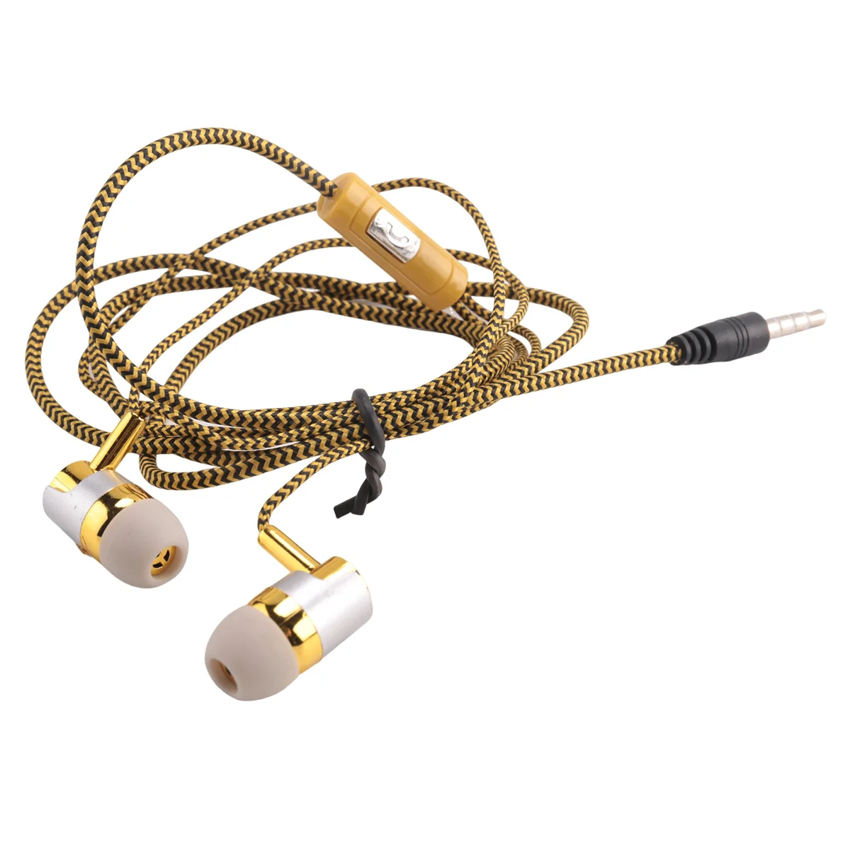 ABNP H-169 3.5mm MP3 MP4 Wiring Subwoofer Braided Cord, Headphones with Wheat Wire Control(Golden)