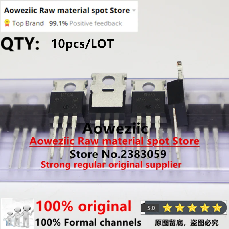 Aoweziic 2021+ 100% New Imported Original  IRF630PBF IRF630 TO-220 MOS FET  200V 9.2A