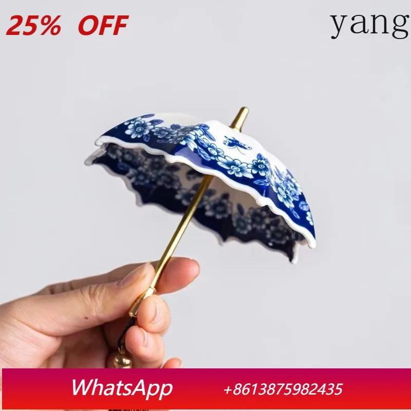 

Creative Blue and White Umbrella Tea Strainer Ceramic Tea Filter Screen Tea Ceremony Accessories Table Decorations Ornaments