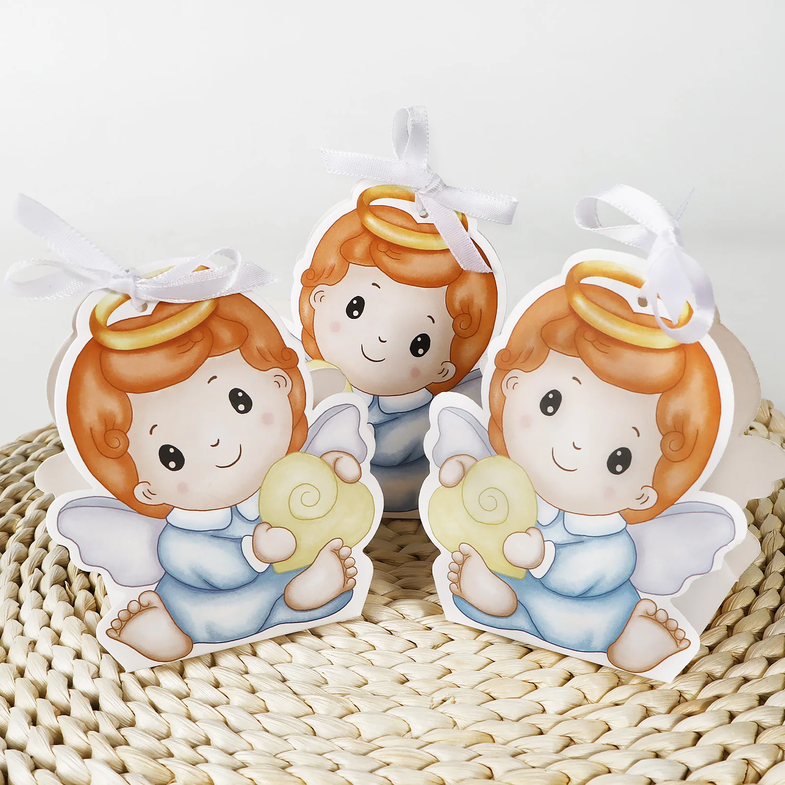 50PCS Baby Shower Baptism Favor Christening Gifts box for Boy Religious First Communion Decor