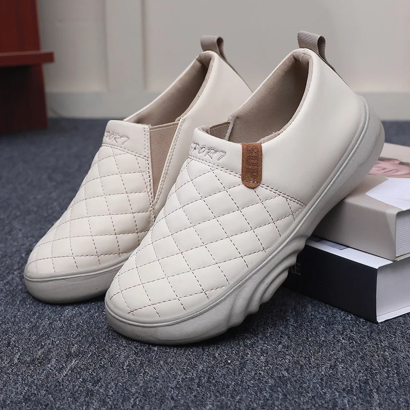 Women Fashion Casual Soft Sole Shoes Women Leather Comfort Non-slip Ladies Non-slip Thick Leather Walking Sneakers Zapatos Mujer