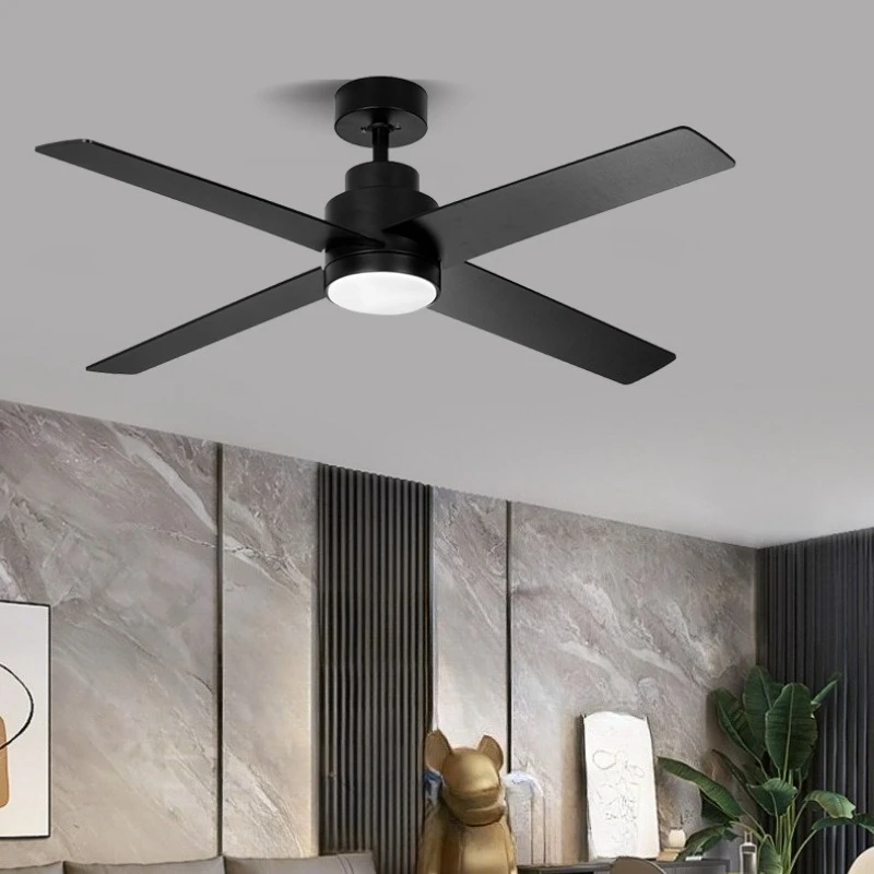 52 Inch Large Wind Power Ceiling Fan with Lights Modern Foyer Minimalist LED Ceiling Fan Lamps Variable Frequency Remote Control