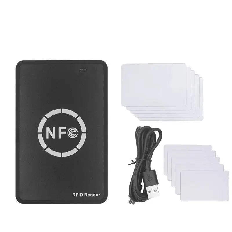 RFID Smart Chip Reader/Writer+5XUID/CUID Card 125K 13.56M RFID Duplicator Tag Copy Clone ID IC Key Badge Copier-[A22I Store]