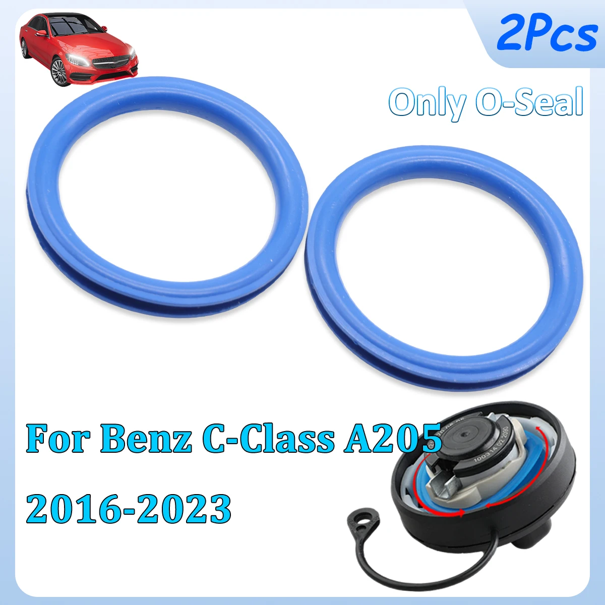 2Pcs Gas Cap Replacement Seal For Benz C-Class A205 2016-2023 Fuel Tank Filler Neck Repair V Shape O-ring Rubber Gasket Washer
