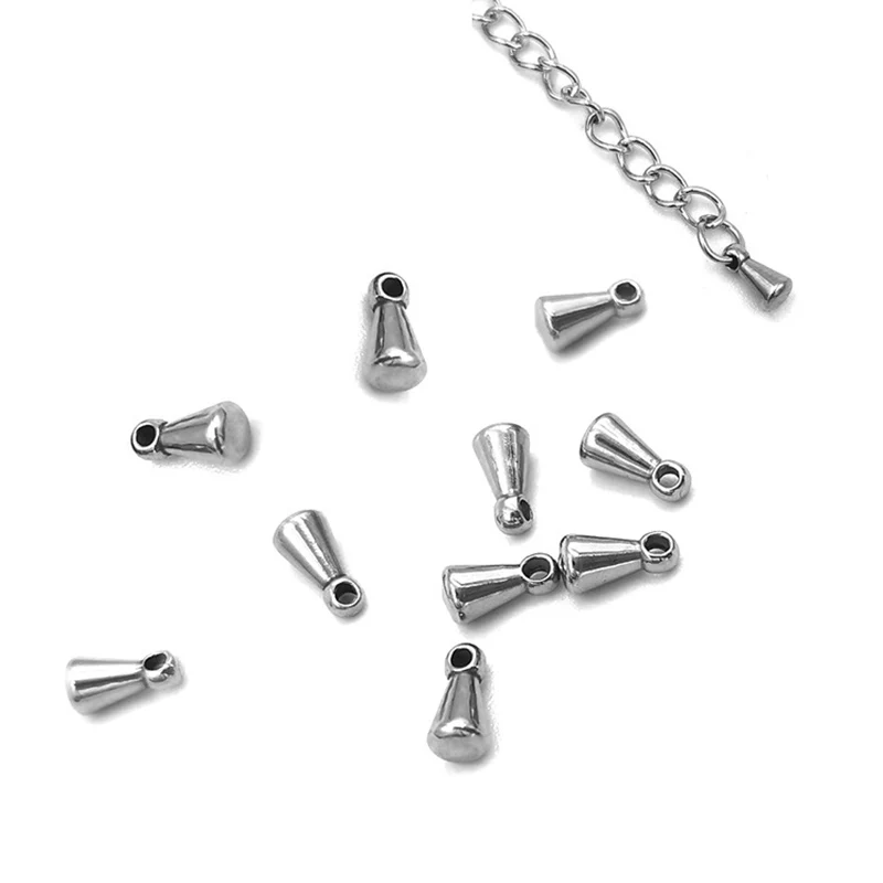 ASON 100Pcs/Lot 316L Stainless Steel Waterdrop End Beads For DIY Extender Chain Pendant Jewelry Making Findings Accessories