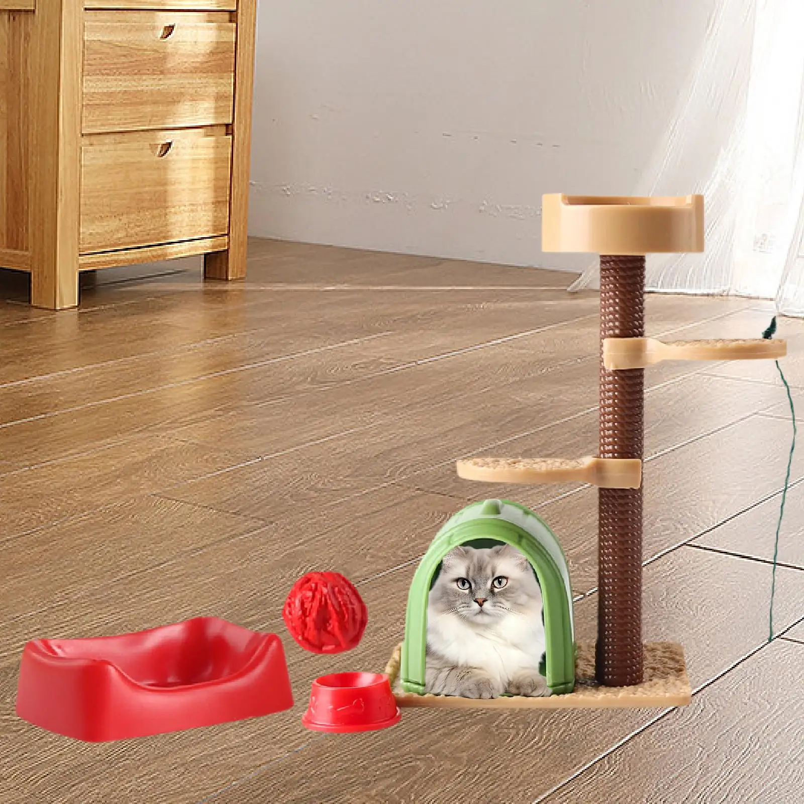 

Miniature Cat Climbing Frame Playset Layout Decoration for Building DIY Projects