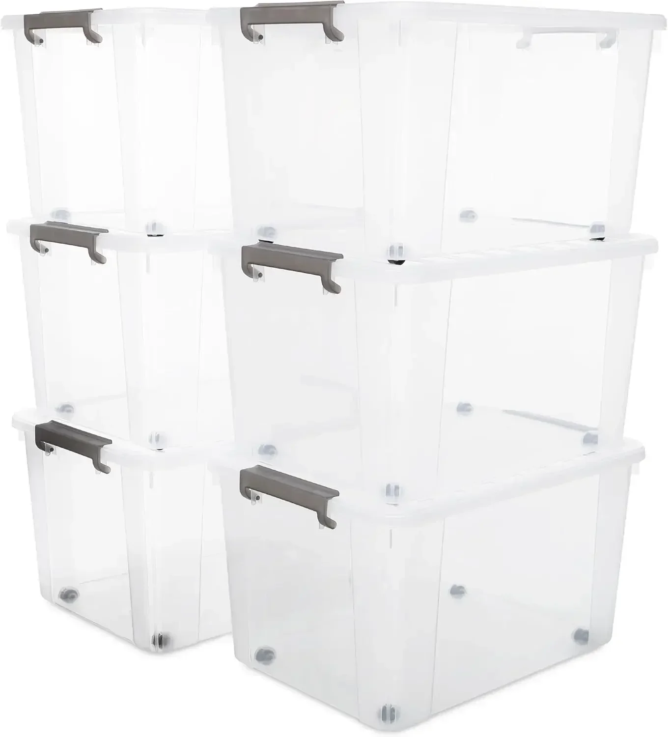 6 Packs 69 QT Plastic Storage Bins with Lids Large Stackable Storage Containers for Organizing Clear Storage Box for Garage, Clo
