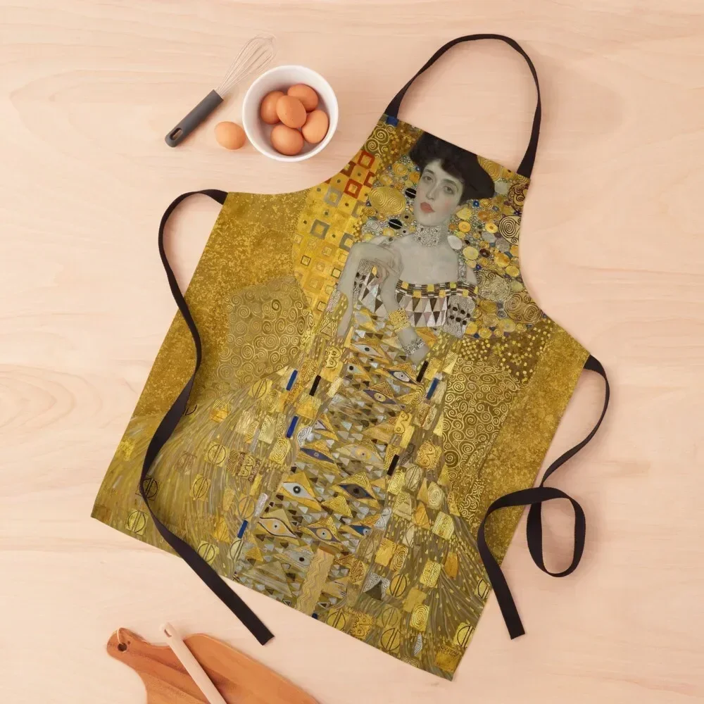 Gustav Klimt - Portrait of Adele Bloch-Bauer Apron Waterproof women nail tech supplies barber uniform Apron