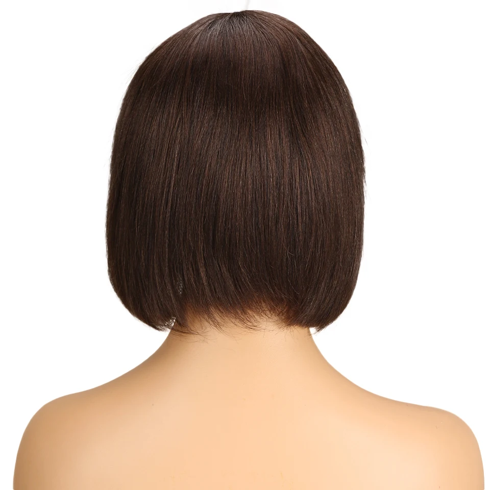 Short Bob Wigs With Bangs for Women Natural Short Straight Human Hair Wigs P4/30 Highlight Ombre Brown Short Bob Brazilian Wigs