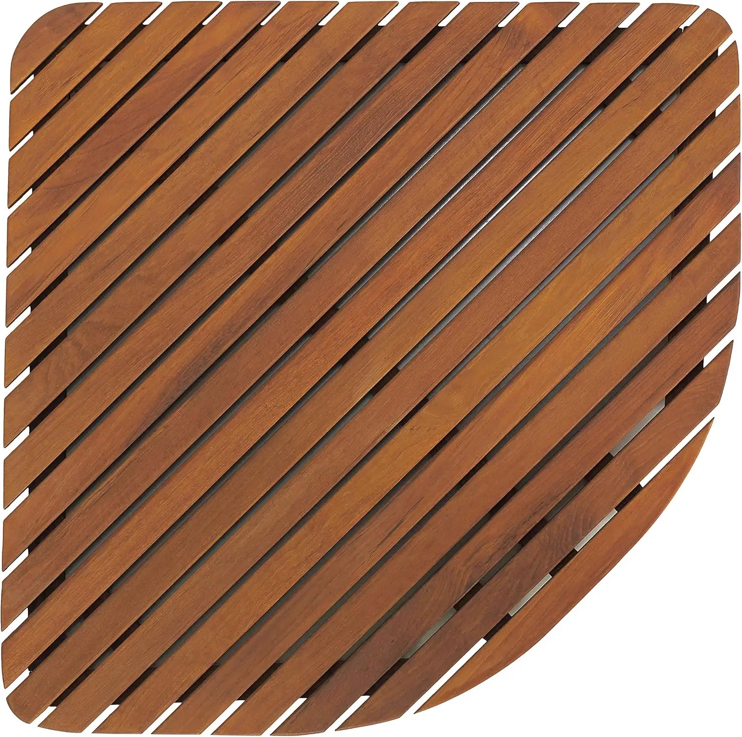 Dania Corner Shower Spa Mat, 24 by 24-Inch, Solid Teak Wood and Oiled Finish