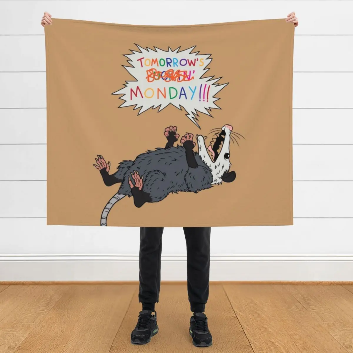 

Pessimist Opossum Throw Blanket Cute Weighted Flannel Blankets