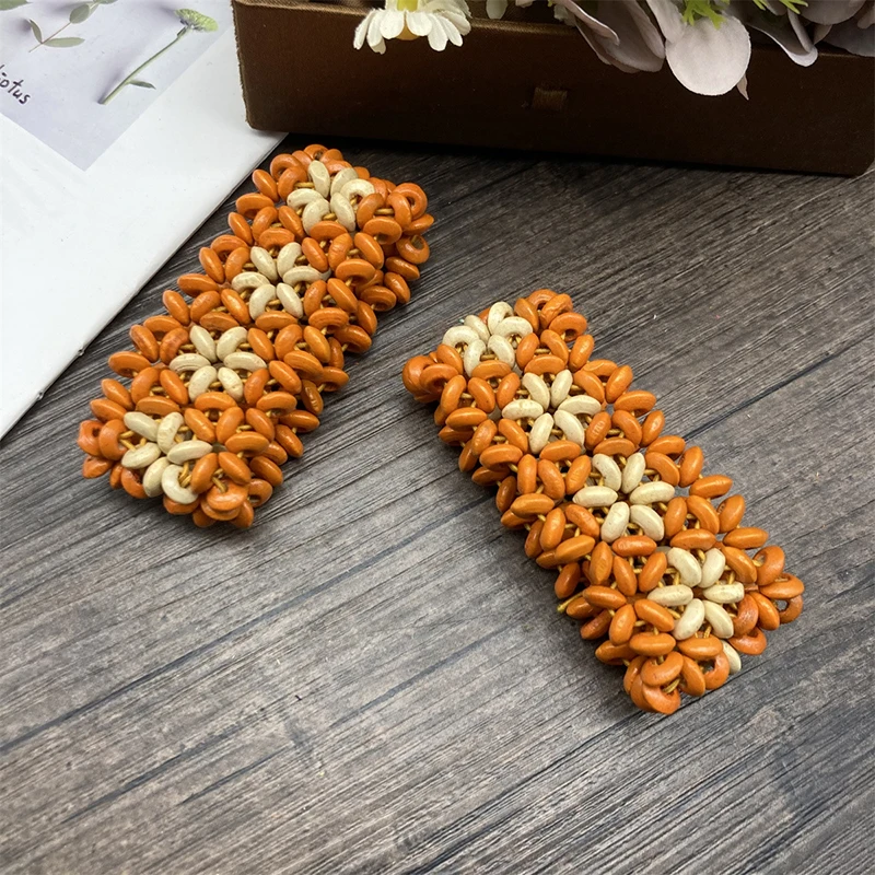Bohemian Vintage Colorful Wooden Bead Elastic Bracelets for Women Ethnic Hand knitted Flower Bracelet Female Jewelry