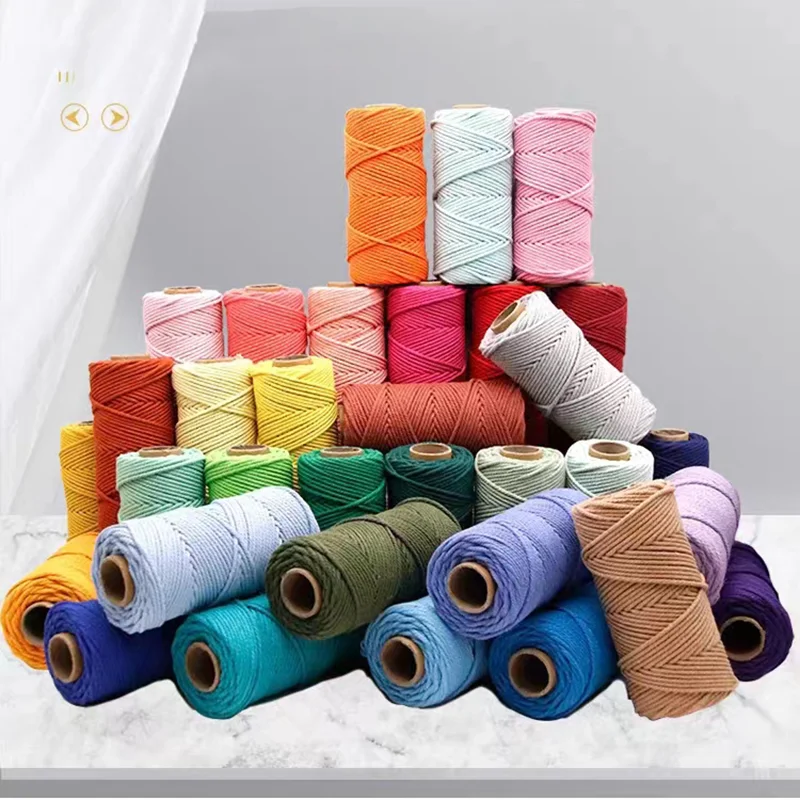 

4mm 100% Macrame Cotton Rope Twisted Cord Crochet String For Handmade DIY Crafts Macrame Works Home Wedding Decoration