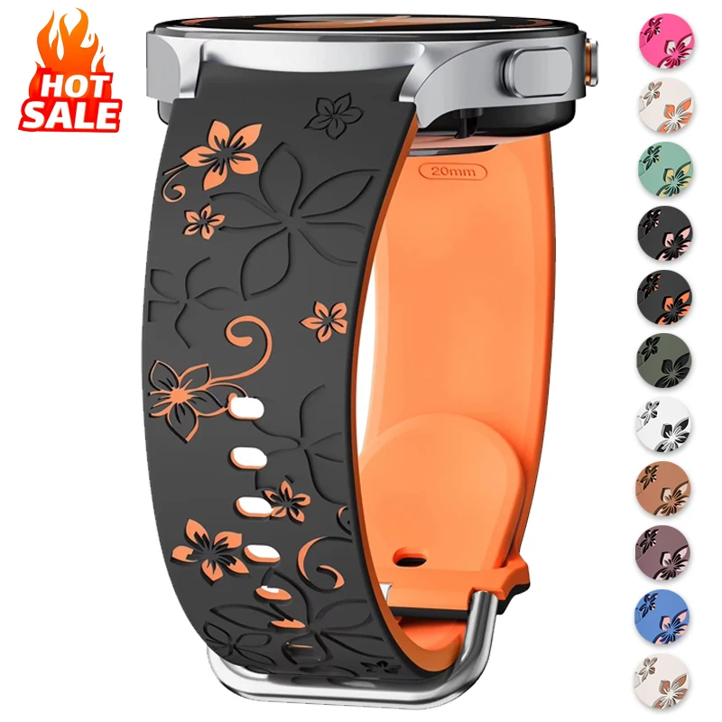 

Engraved Silicone Strap for Samsung Galaxy Watch 7 6 5 4 FE/5Pro 45mm No Gaps Sport Correa Galaxy Watch6 Classic 43mm 47mm Band