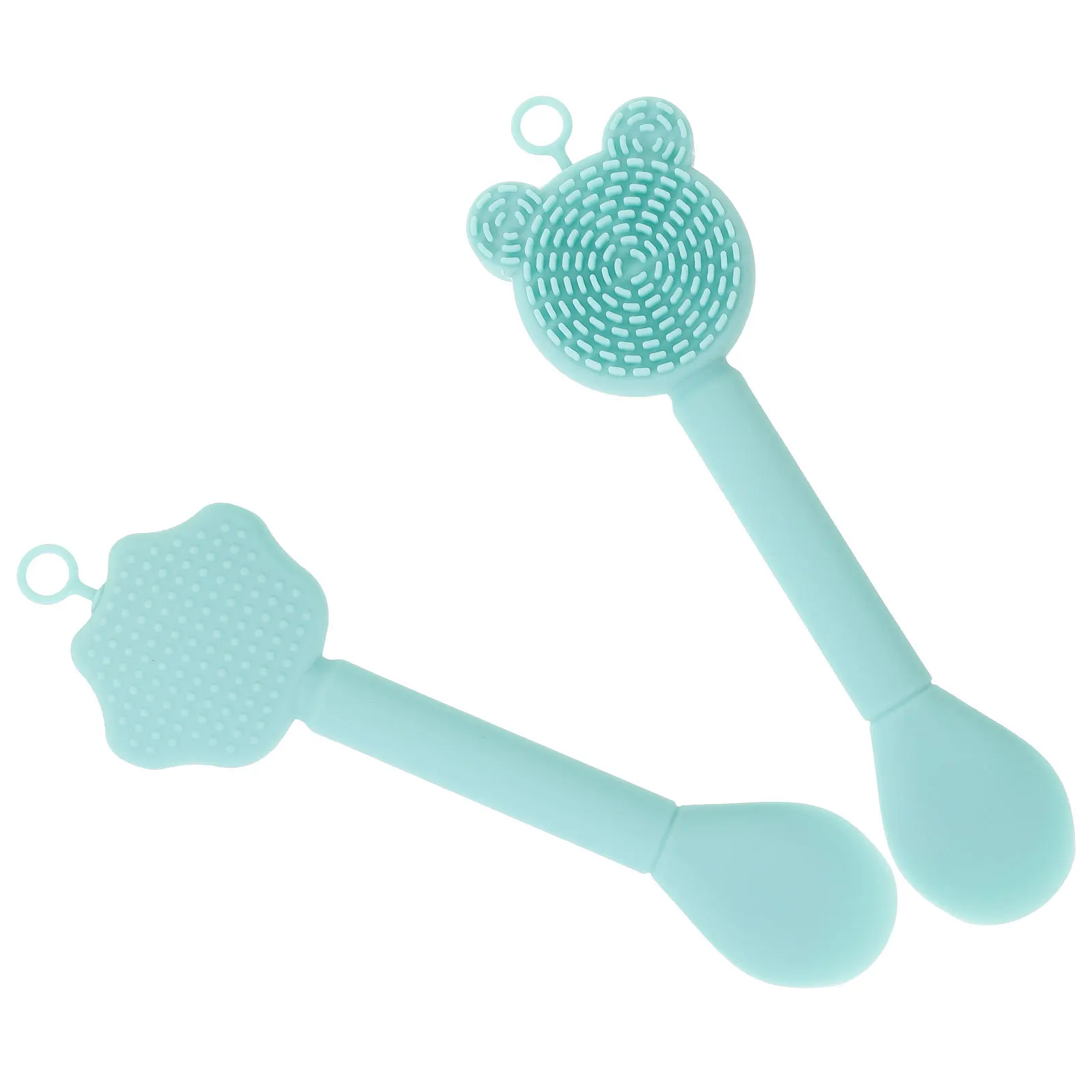 2 個のシリコーン洗顔ブラシダブルエンドソフトフェイスマスクアプリケータースクラバー洗顔ディープクリーニングスキンスムーズ