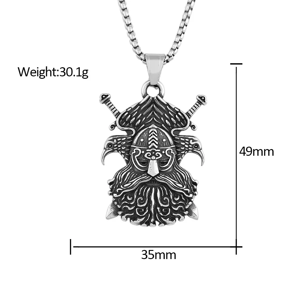 قلادة عتيقة من الفولاذ المقاوم للصدأ للرجال ، محارب فايكنغ ، فأس مزدوج ، قلادة رافين ، إكسسوارات مجوهرات اسكندنافية ، كلاسيكية وأسكندنافية