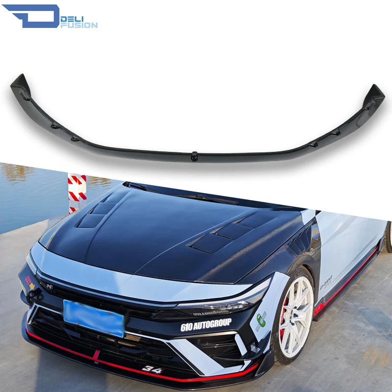 

For Hyundai Elantra Avante CN7 2023+ Facelift DLF Type Front Bumper Lip CF Carbon Fiber Racing Aero Car Accessories