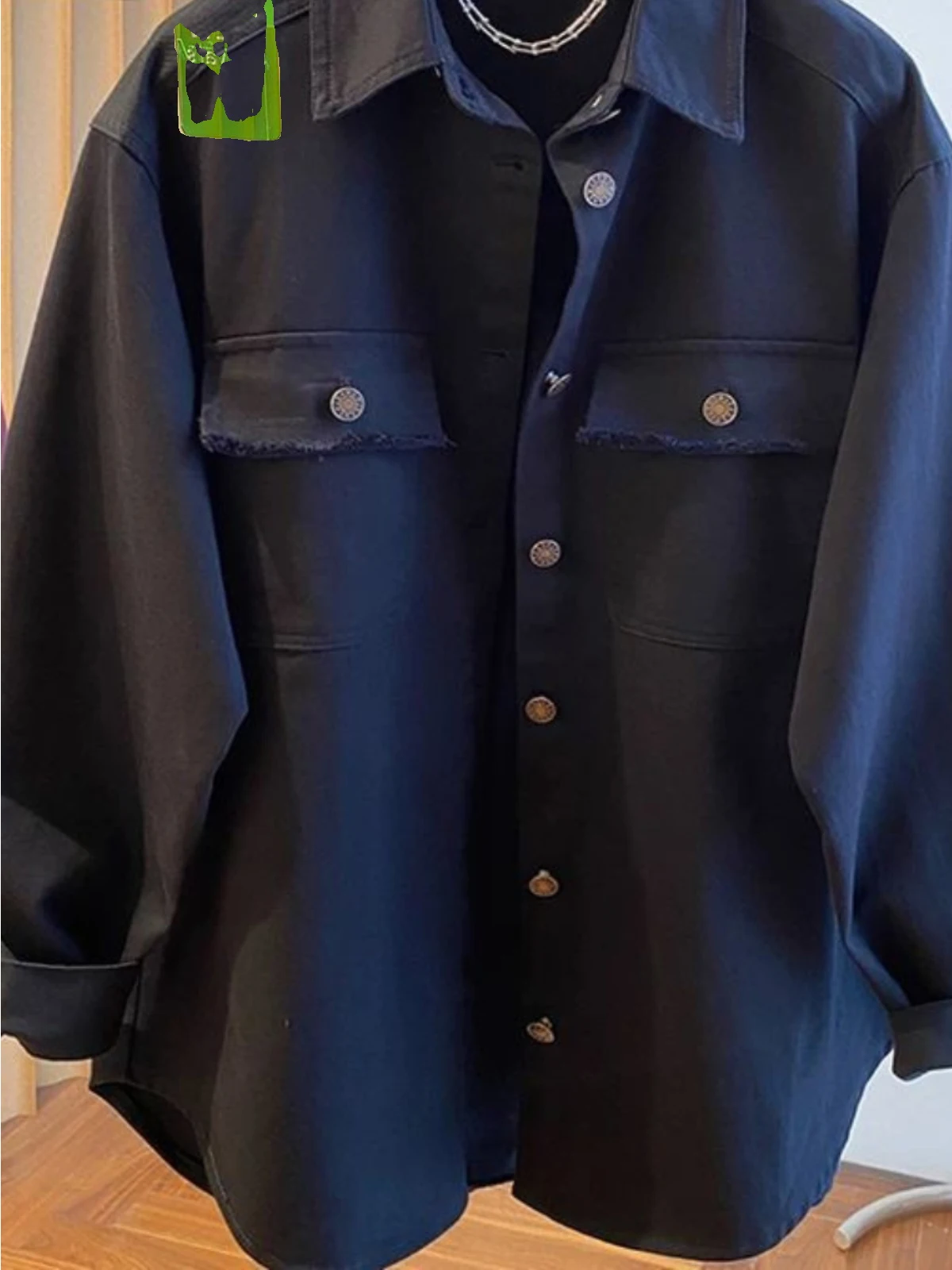 플러스 사이즈 데님 재킷 칼라 여성 남성 봄 가을 면 폴리에스터 혼방 편안하고 통기성 좋은 한국 스타일