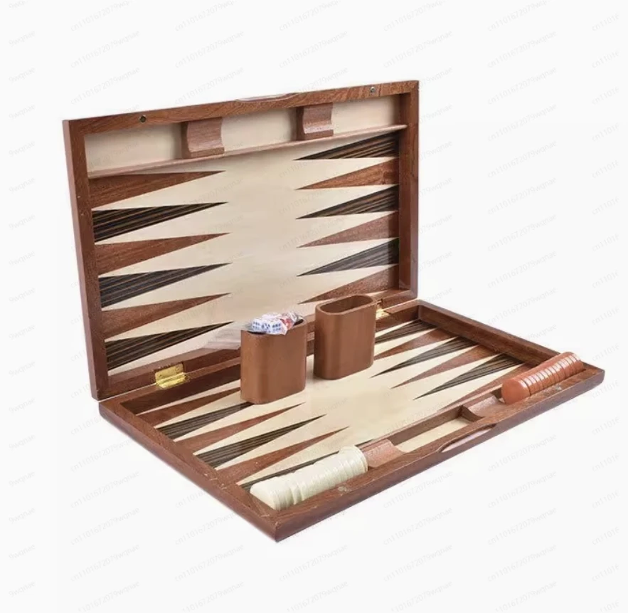 13 Inch Backgammon Game Set – Wooden Baccarat Board Game for Tabletop Entertainment & Family Fun